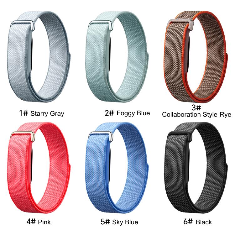Nylon Braided Hook and Loop Fastener Watch Band, For Google Fitbit Air